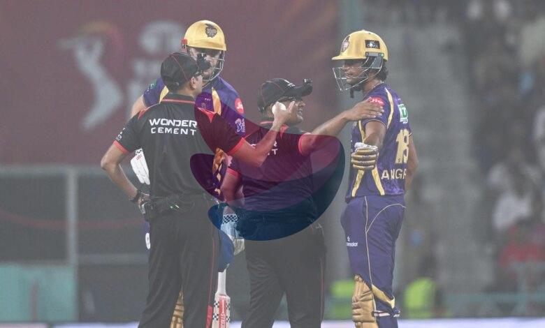 Raghuvanshi adjudged out for obstructing the field during LSG-KKR IPL clash