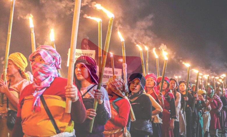 Protesters clash with police during torch rally in Manipur