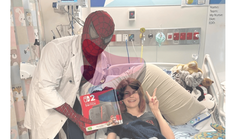 Meet Australia's real-life Spider-Man: Medical student visits sick children and gifts Nintendo Switches while dressed as the superhero