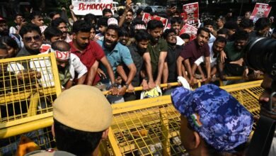 Students protest march against CEC Gyanesh Kumar near Jantar Mantar, New Delhi on October 14, 2026.